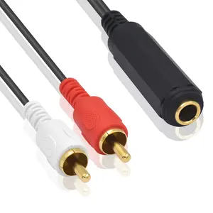 6.35mm 1/4 inch TRS Stereo Jack Female to 2 RCA Male Plug Y Splitter Adapter Cable