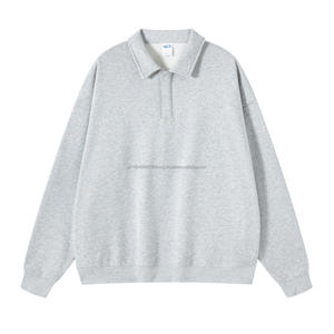 Sweat-shirts personnalisés de haute qualité à manches longues, col polo délavé, sweat-shirt pour homme en molleton français, sweat-shirts polo vintage pour homme - Product Image 2