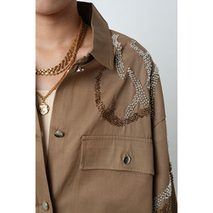 Collezione di camicie da donna a tinta unita con perline sul davanti e doppia tasca - Product Image 2