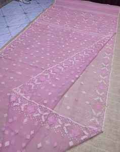 Exclusivo Deshi Dhakai Pink Jamdani Sharee Calidad de exportación para mujeres JAMDANI FABRIC Blue GREEN Golden Sky Blue de Bangladesh - Product Image 1
