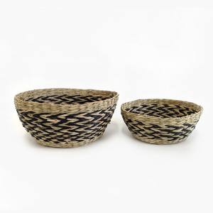 ตะกร้าสานมือจากหญ้าทะเล สำหรับเก็บของในตู้กับข้าว  ภาชนะเก็บของ  ตะกร้าจากหญ้าทะเลที่เป็นมิตรกับสิ่งแวดล้อม - Product Image 1