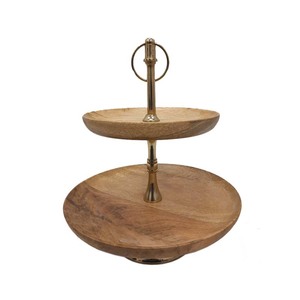Modern Design Round Iron Wooden Cake Stand Luxury Natural Finishes Wedding Birthday Party Display Stand Wholesale Bulk - Product Image 6