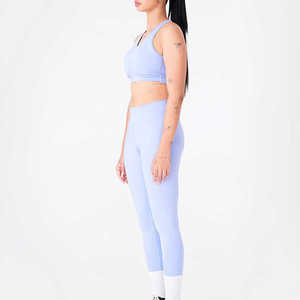 Ensemble de Yoga sans couture de haute qualité pour femmes soutien-gorge de sport de bonne qualité Legging respirant grande taille écologique avec motif solide - Product Image 2