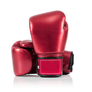 ถุงมือโลหะหนังวัวเงางามสำหรับต่อสู้กับมืออาชีพ - Product Image 1