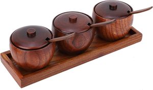 Ensemble de cuillère et de plateau de service en bois de qualité supérieure avec pot à huile pliable écologique pour une utilisation moderne sur le comptoir de la cuisine à domicile - Product Image 4