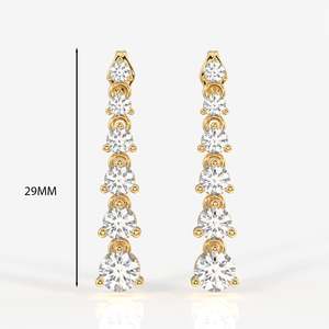 14K <b>Gold</b> Plated Round Cut Lab Grown Diamond Drop <b>Earrings</b> with <b>Dangle</b> for Wedding Party or Gift - Product Image 2