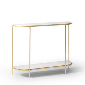 Consola de pared de lujo de dos niveles de metal de hierro moderno de lujo Mesa auxiliar con parte superior e inferior de vidrio en gran oferta Diseño de nueva tendencia de lujo - Product Image 6