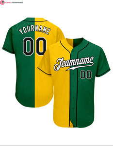 Hot Sale Authentic Sportswear Custom Kelly <b>Green</b> <b>Black</b>-Yellow Authentic Split Fashion Sublimation Baseball Jersey - Product Image 1