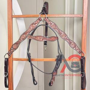 Juego de tachuelas para cuello de pecho y cabeza de cuero tallado a mano para caballo, brida de cuero genuino hecha a mano, collares de pecho hechos a mano - Product Image 1