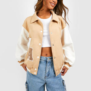 Custom Collar Design Polyester/cotton <b>Women</b> Varsity Jacket / Custom Embroidery Logo <b>Light</b> Weight <b>Women</b> Varsity Jacket - Product Image 1