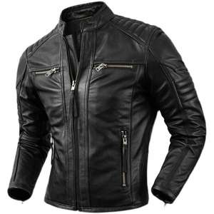 Veste en cuir véritable pour hommes en peau de vache d'hiver Marque privée personnalisée Modèle personnalisé de moto - Product Image 1