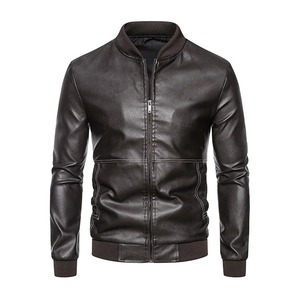 Veste en cuir pour hommes Nouveau col de baseball pour la résistance à la chaleur et au froid, version coréenne de la veste, belle coupe ajustée - Product Image 1