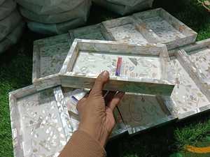 คอลเลกชั่นถาดไม้ใส่ขนมหวานทำด้วยมือพร้อมการฝังมุกของขวัญวันอีดมูบารักและเดือนรอมฎอนคารีมและของตกแต่งบ้าน - Product Image 6