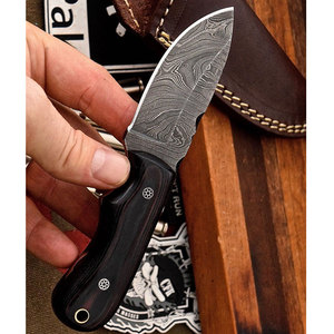 Couteau à éplucher personnalisable en acier Damas avec lame incurvée et manche en bois pour le camping et la chasse, fait à la main avec support OEM - Product Image 4