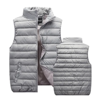 Chaleco Acolchado Grueso para Hombre, Talla Grande, con Logotipo Personalizado, Cuello Redondo, Botones Cubiertos, Bolsillos, Impermeable, Transpirable, Chaqueta de Invierno
