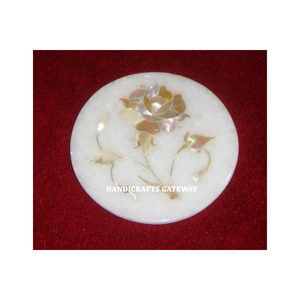 Beautiful High Quality <b>White</b> Marble Inlay Mother of Pearl Work Coaster for Kitchen Home Office and Hotels Use for Keep on Glass - Product Image 1
