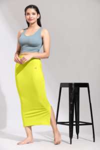 Trendmalls Women's <b>Yellow</b> for Spandex Saree Shapewear Set Breathable Anti-Bacterial Eco-Friendly <b>Lace</b> Trim Model P02 - Product Image 4