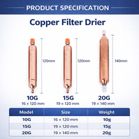 Filtre déshydrateur en cuivre pour système de réfrigération, coque en cuivre soudée avec tube capillaire, absorption d'humidité, composant CVC
