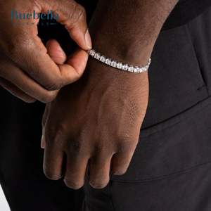 Hot Sale Men's 18K Gold Plated 925 Sterling Silver Moissanite Tennis <b>Bracelet</b> 5mm <b>Bangle</b> Jewelry Gift - Product Image 3