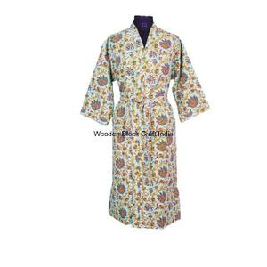 Kimono long surdimensionné en coton biologique 100% fait main, style vintage, matelassé, réversible, écologique, imprimé bohème, printemps-automne - Product Image 2