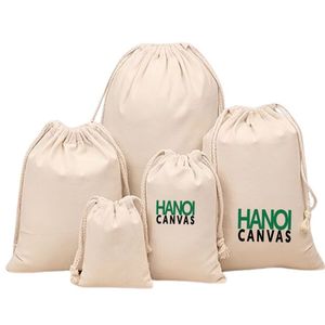 Sac de rangement en toile vintage tendance pour dames couleurs personnalisées écologiques sac à poussière en coton naturel réutilisable avec cordon de serrage élégant - Product Image 6