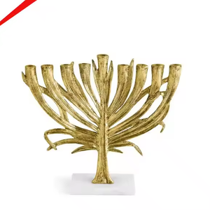 Meilleure vente Bougeoir Menorah de créateur à 7 branches en métal aluminium plaqué or par decor impex - Product Image 4