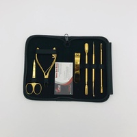 Kits d'Outils Professionnels pour Manucure Pédicure en Acier Inoxydable Plaqué Or avec Logo Personnalisé, Durables (Poussoir, Coupe-Ongles, Ciseaux)