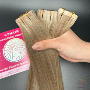 ผมต่อแบบตรงของคนบริสุทธิ์เวียดนามยาว18นิ้ว45ซม. สไตล์ลอนลึกผสม2สีเทปต่อผม - Product Image 2