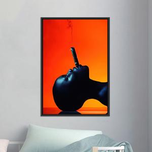 Bold Black Woman with Cigar Canvas Wall Art, Modern Decor Print,BLACK <b>FRAMED</b> CANVAS - Product Image 1