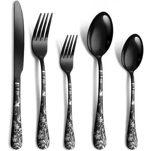 Juego de 4 cubiertos de acero inoxidable, utensilios de cocina de mesa, café, uso doméstico, cubiertos chapados en Color dorado, mango redondo, Apto para lavavajillas - Product Image 2