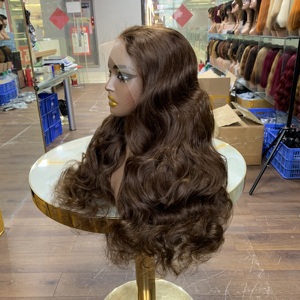 Hot Sale 24 Inch Ocean Wave 13x4 Lace Frontal <b>Wig</b> Human Hair <b>Wigs</b> High Density Natural <b>Brown</b> Color For Daily Party - Product Image 3