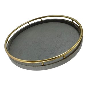 DPC Model 090 <b>MDF</b> & Faux Raffia Velvet Round Serving Trays for Tea and Foods - Product Image 6
