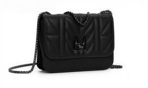 Borsa a Tracolla Trapuntata in PU con Catena e Cinghia Singola, Fodera in Poliestere per Donna - Product Image 6