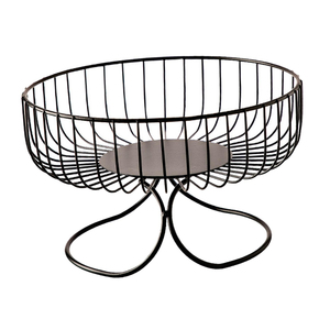 Elegante diseñador hierro artesanía buena calidad polvo negro recubierto Metal fruta alambre cesta círculo forma - Product Image 1