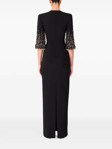 Robe de soirée perlée antistatique pour occasions spéciales Robe noire respirante longue à col en V et paillettes pour la fête - Product Image 3