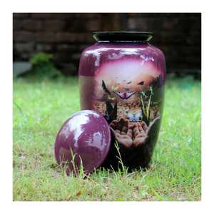 Urna de cremación roja hecha a mano Suministros funerarios Venta al por mayor Fabricante de cremación de urna de metal de India con calidad de exportación - Product Image 1