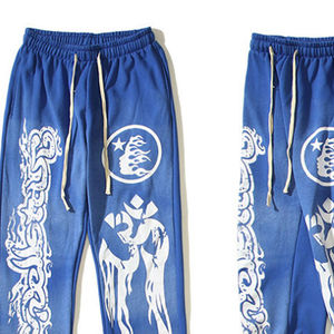 Pantalones de chándal desgastados con estampado personalizado pantalones de chándal Acampanados para hombre Pantalones de chándal de lavado ácido Vintage peso pesado 400 + GSM - Product Image 3