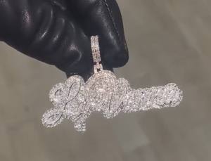 Pendentif personnalisé Radiant avec nom, serti de moissanite, en argent 925, taille brillant, bijoux hip-hop sur mesure, certifié GRA, cadeau - Product Image 3