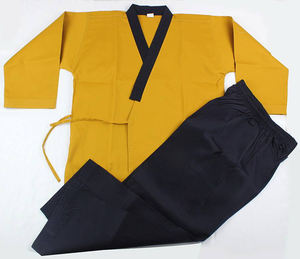 Traje de Kareta de alta calidad para adultos personalizable cómodo para hombres y mujeres para artes marciales y ropa en color negro y amarillo - Product Image 1