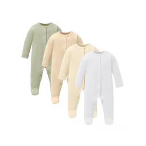 2025 nouveauté barboteuse solide Super douce pour tout-petits garçons bébé Footie combinaison avec boutons pression - Product Image 1