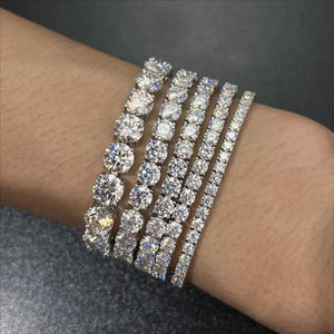 Bracelets de tennis personnalisés en argent 925, style Hip Hop Iced Out, avec chaîne fine et maillons, diamants Moissanite VVS, pour fêtes, unisexe - Product Image 4