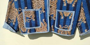 แจ็กเก็ตผ้าฝ้ายอินเดียทำมือสำหรับผู้หญิงใหม่เสื้อปาร์ตี้พิมพ์ลายเสือเสื้อท่อลำลองฤดูหนาว - Product Image 4