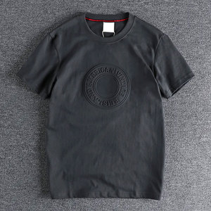Venta al por mayor 100% algodón O-cuello camisetas para hombres de alta calidad en relieve y transpirable personalizado en relieve de impresión camisetas para hombres - Product Image 6