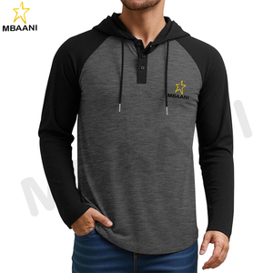 Sweat-shirt à capuche pour homme, manches longues, décontracté, athlétique, mode, pull à capuche avec col contrasté et cordon de serrage - Product Image 1