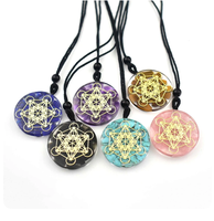 Orgonite Pendentif Collier Metatron Cube Résine Pendentif Cosmique Guérison Cristal Géométrie Sacrée Chakra Collier Méditation Bijoux