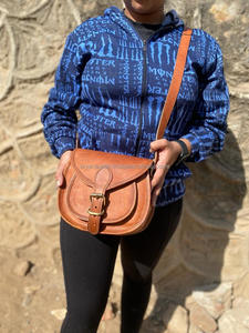 Natural Goat Leather 7*9 Sling Crossbody <b>Bag</b> Unisex Luxury Vintage Canvas Lining Versatile Real Leather Shoulder Handbags - Product Image 4