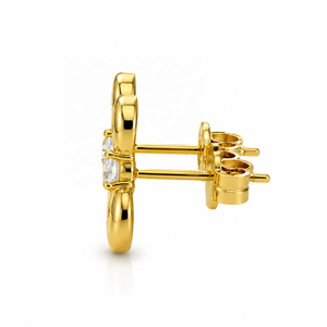 JJBRAVO Pendientes de Oro Sólido de 14k 585 con Doble Círculo Abierto y Circonitas para Mujer, Joyería Fina Contemporánea y Elegante, Venta al por Mayor OEM ODM - Product Image 4