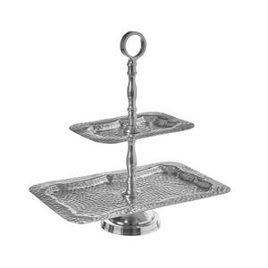 Elegant <b>Two</b> <b>Tier</b> Stainless Steel <b>Cake</b> <b>Stand</b> With Antique Gold Finished Elegant Dessert Display For Wedding And Kitchen Serveware - Product Image 2