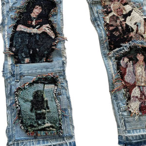 Pantalones para correr de corte regular teñidos lisos para hombre, pantalones vaqueros personalizados con gran personalidad para hombre, fabricante de Pakistán, pantalones vaqueros acampanados pintados - Product Image 6