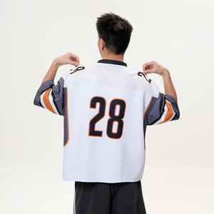 Camiseta de poliéster de gran tamaño Boxy Fit, ropa de calle estampada, camiseta de fútbol de malla para hombres y mujeres con nombre de equipo - Product Image 2